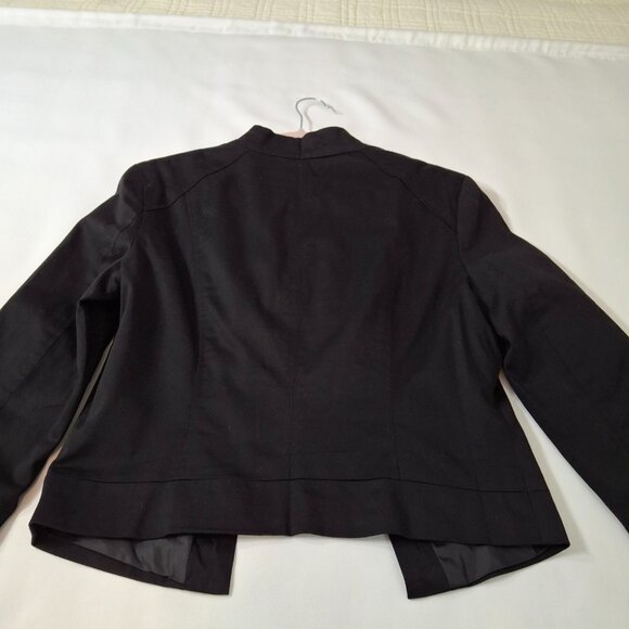 Womens Indie Goth Cropped Pea Coat Military Style Jacket Sz XL Epaulettes - Picture 8 of 16